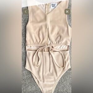 Princess Polly Beige Tie-Front Bodysuit